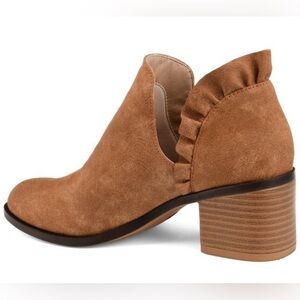 Journee Collection Ruffled Tan Ankle Booties